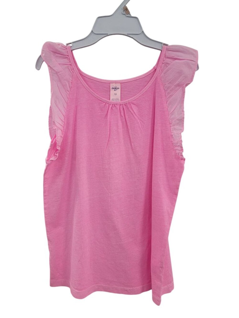 OshKosh BGosh Girls Pink Ruffle Sleeve Top Size 12